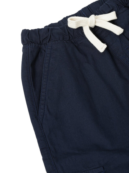 Boys Cotton Navy Blue Solid Joggers