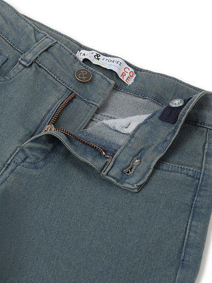 Boys Blue Khaki Tint Denim Bermuda Shorts