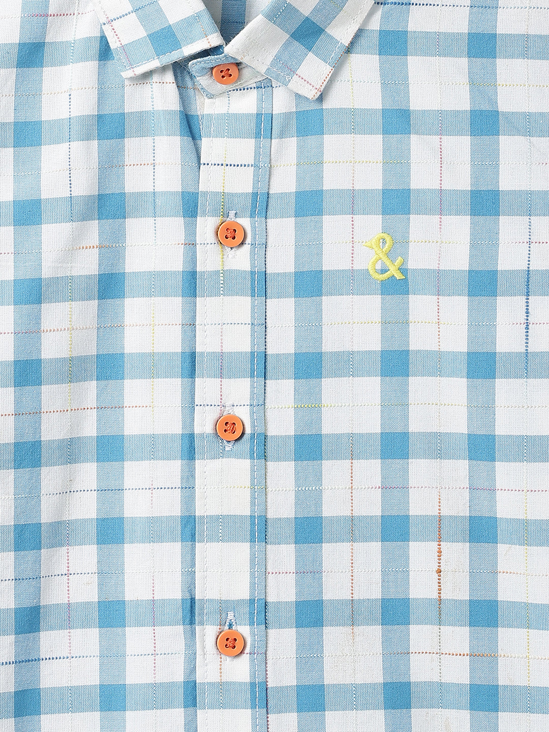 Boys Cotton Sky & White Checked Shirt