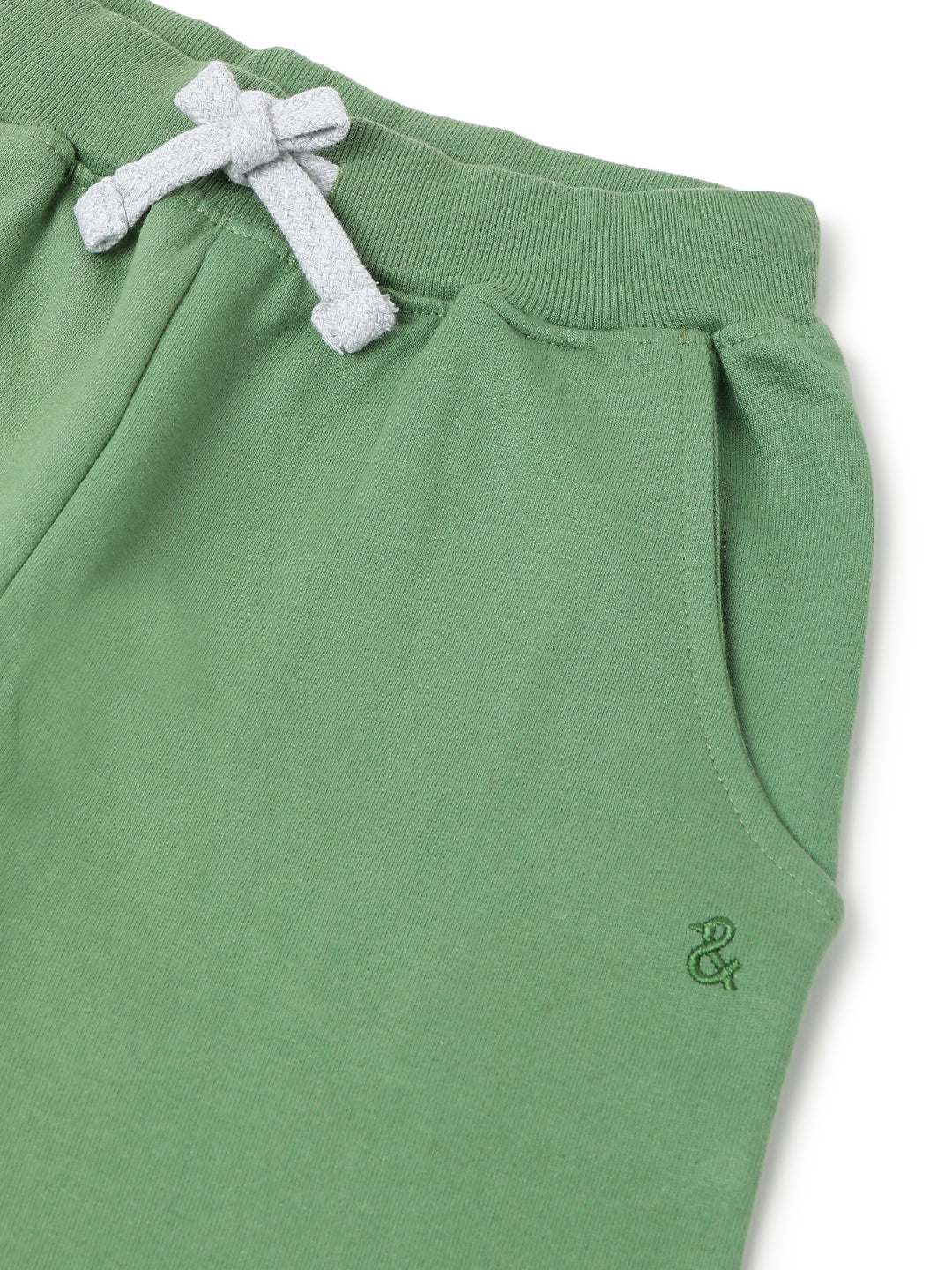 Boys Olive Solid Cotton Joggers