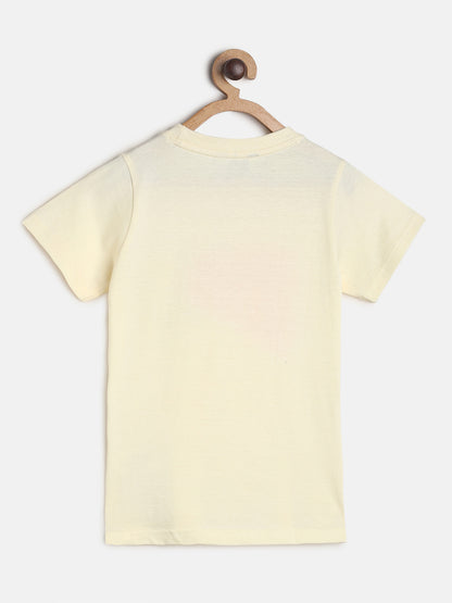 Boys Beige T-Shirts and Blue Jeans Clothing Set