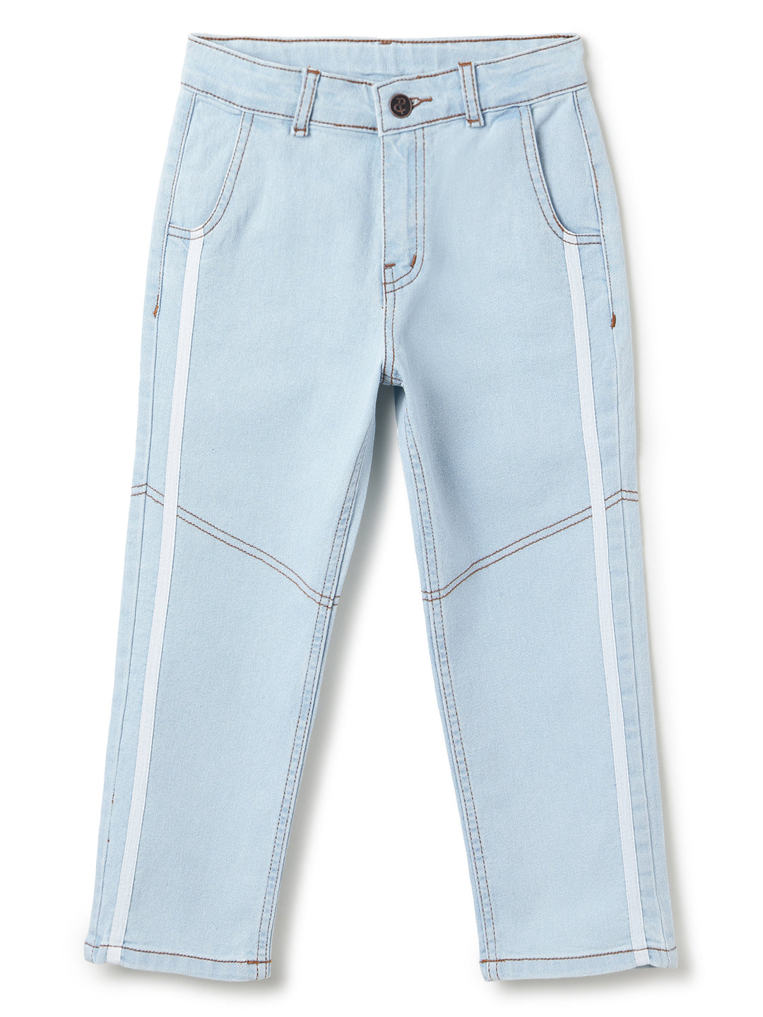 Boys Cotton Black T-Shirt With Light Blue Denim Washed Straight Fit Jeans