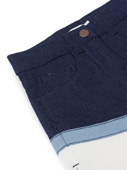 Girls Dark Blue Solid Lycra Shorts