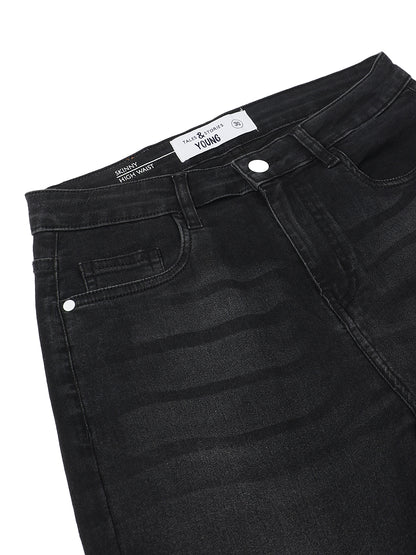 Women Denim Lycra Black Washed Jeans