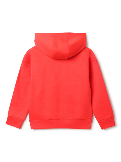 Unisex Red Solid Fleece Hooded Co-ord Set
