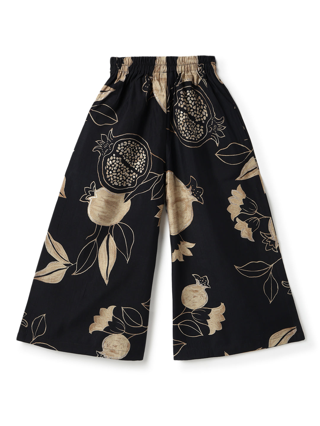 Girls Black Printed Viscose Kurta Set