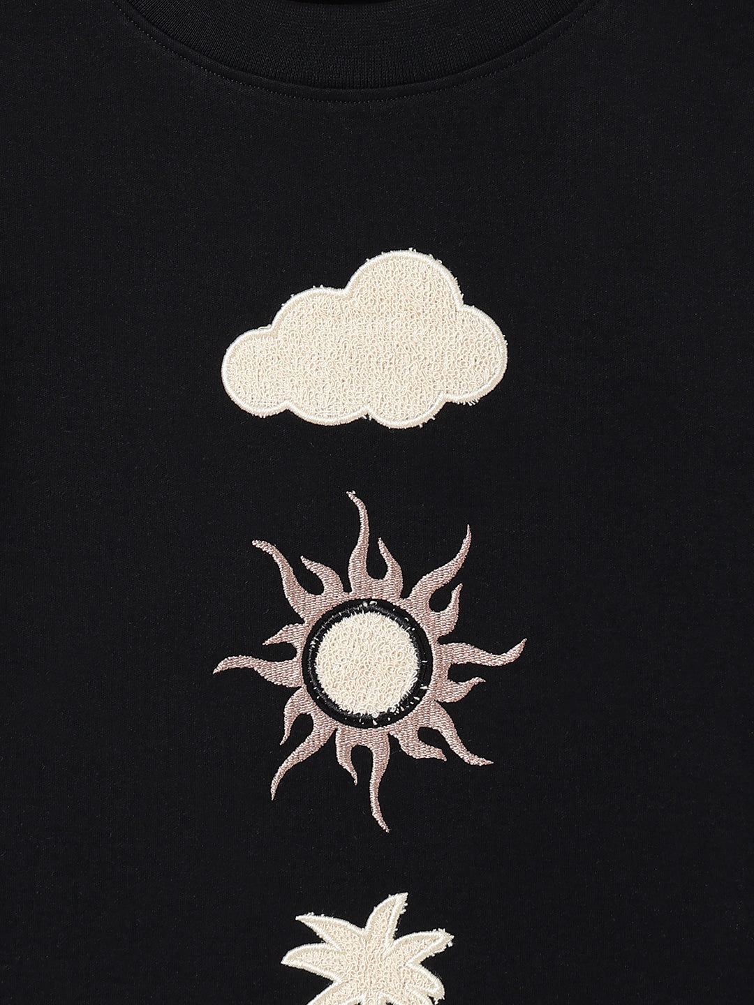 Boys Black Embroidered Oversized Fit T-Shirt