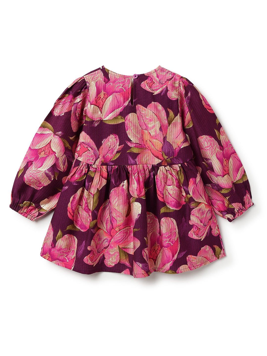 Girls Purple Floral Print Kurta & Sharara Set