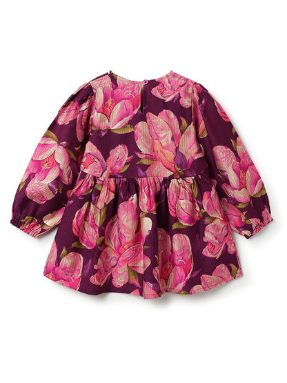 Girls Purple Floral Print Kurta & Sharara Set