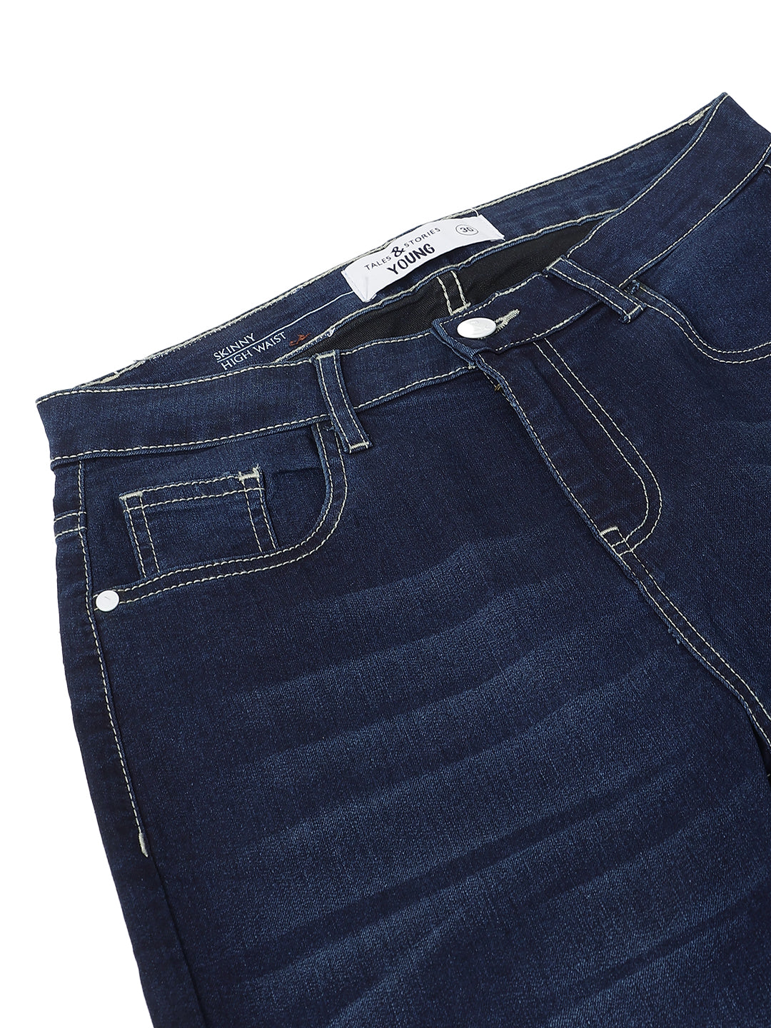 Women Denim Lycra Dark Blue Washed Jeans