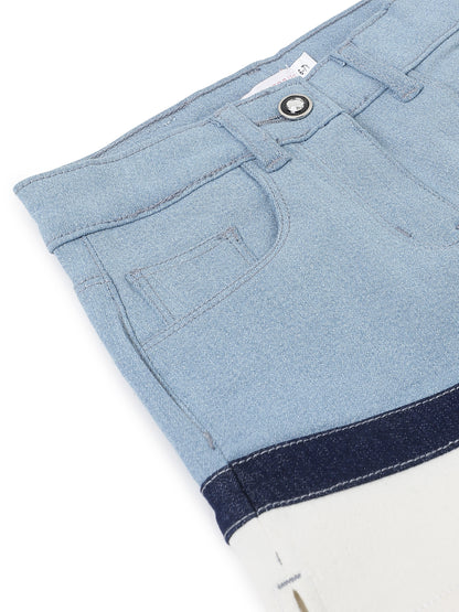 Girls Light Blue Lycra Solid Casual Shorts
