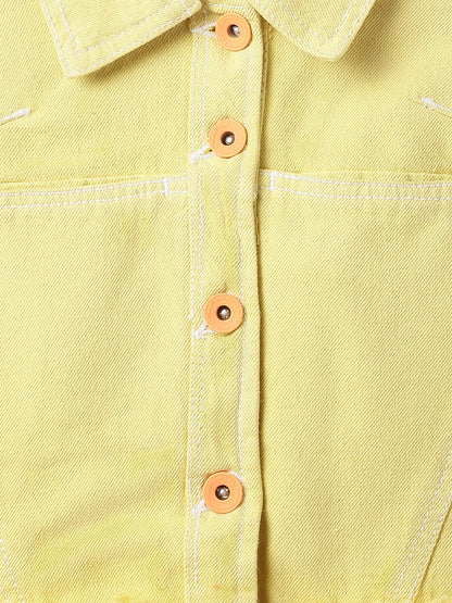 Girls Yellow Cotton Jacket