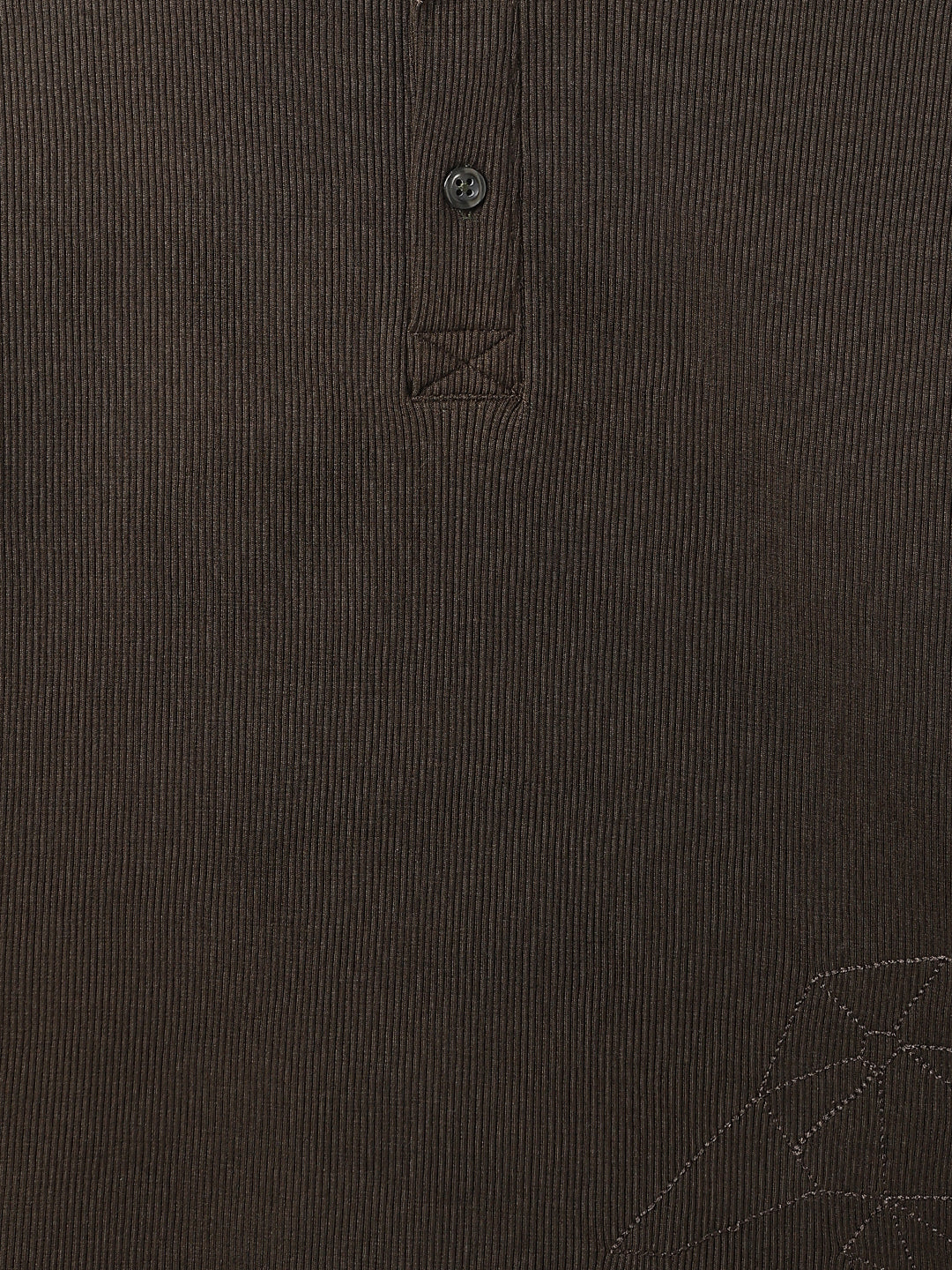 Boys Olive Henley Neck Solid T-Shirt