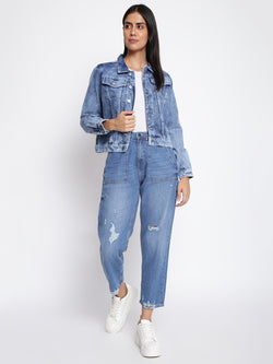 Women Mid Blue Denim Jacket