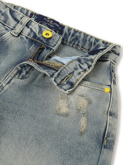 Boys Khaki Tint Denim Baggy Fit  Jeans