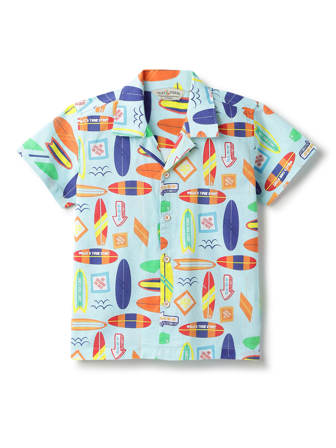 Boys Cotton Blue Printed Shirt With Blue Denim Washed Slim Fit Jeans