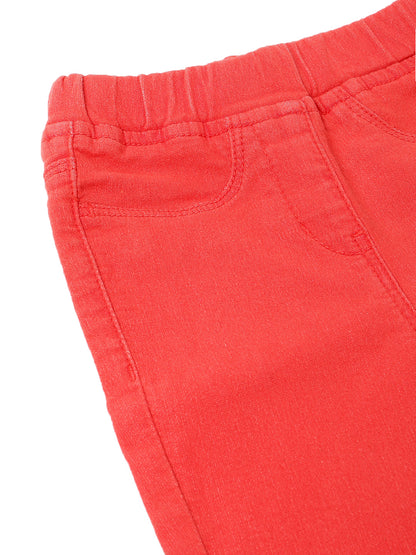 Girls Lycra Red Ankle Length Jengging