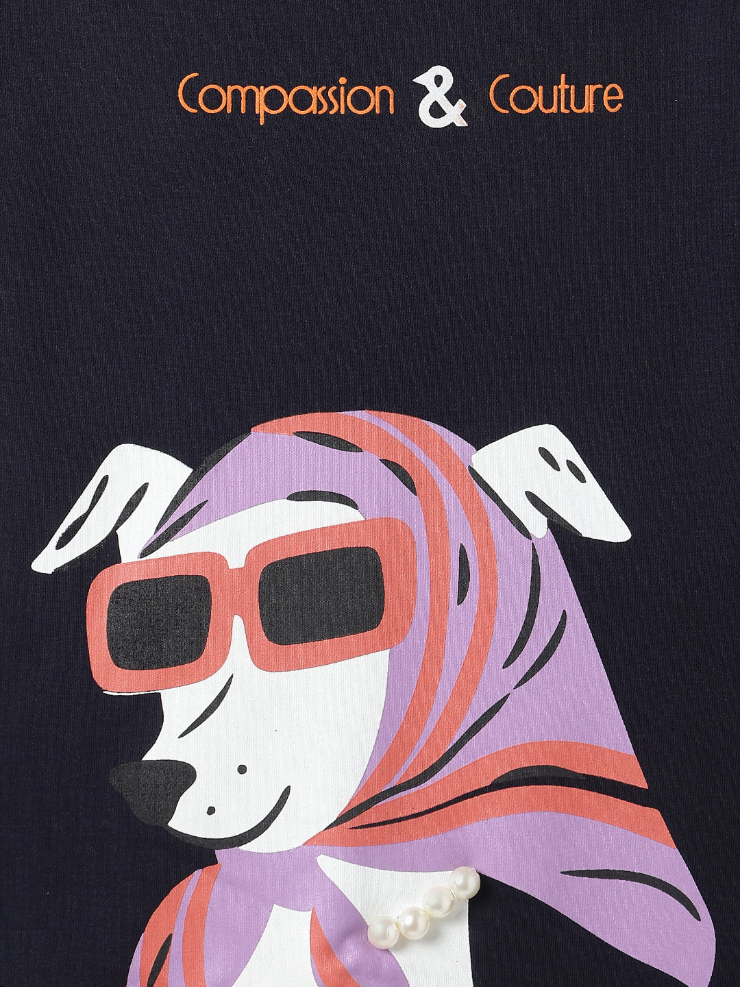 Girls Navy Blue Animal Printed T-Shirt