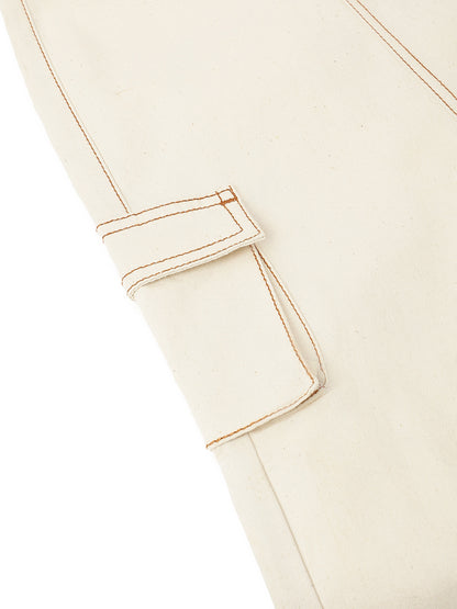 Boys & Girls Lycra Cream Overdyed  Dungaree