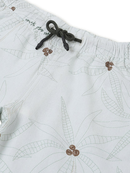 Boys Off White Printed Knee Length Shorts