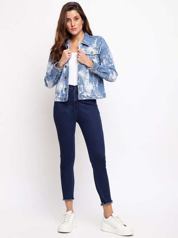 Women Tie & Dye Denim Jacket