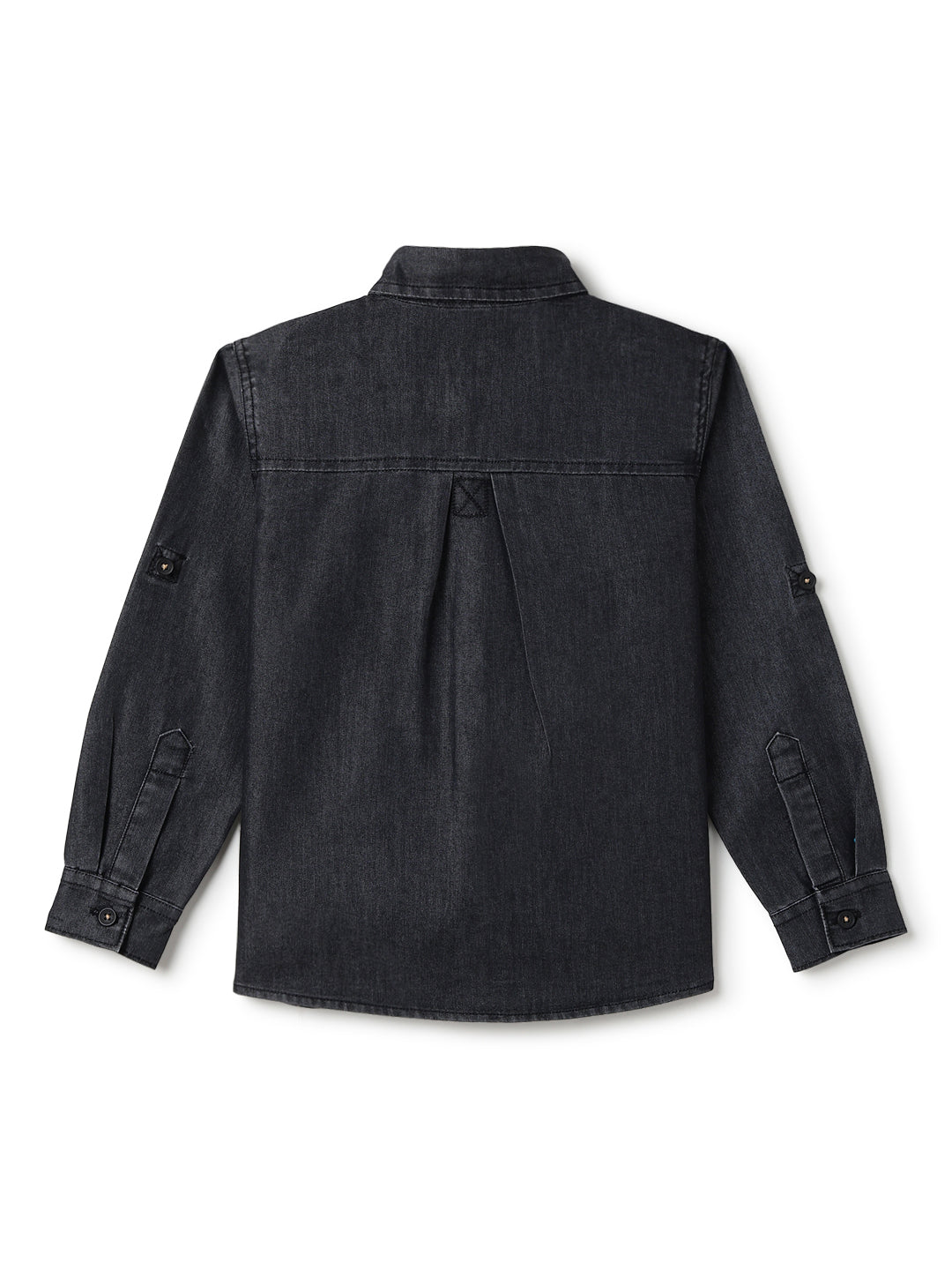 Boys Cotton Black Shirt with Blue Denim Jeans Set