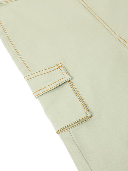 Unisex Lycra Olive Overdyed Dungaree