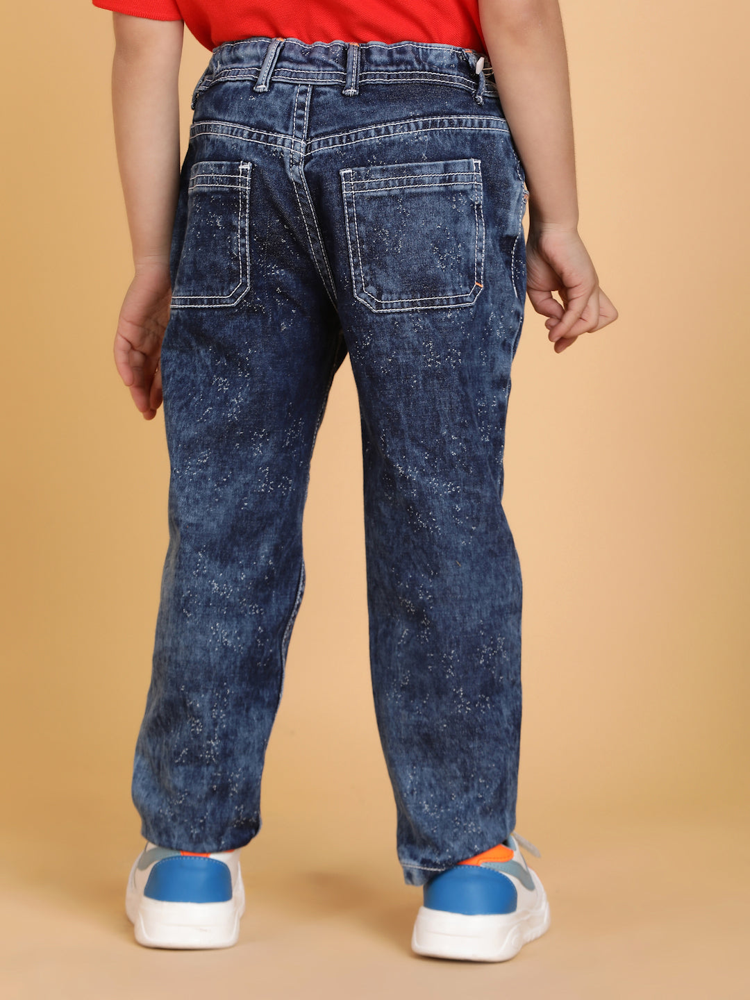 Boys Dark Blue Cotton Washed Jeans