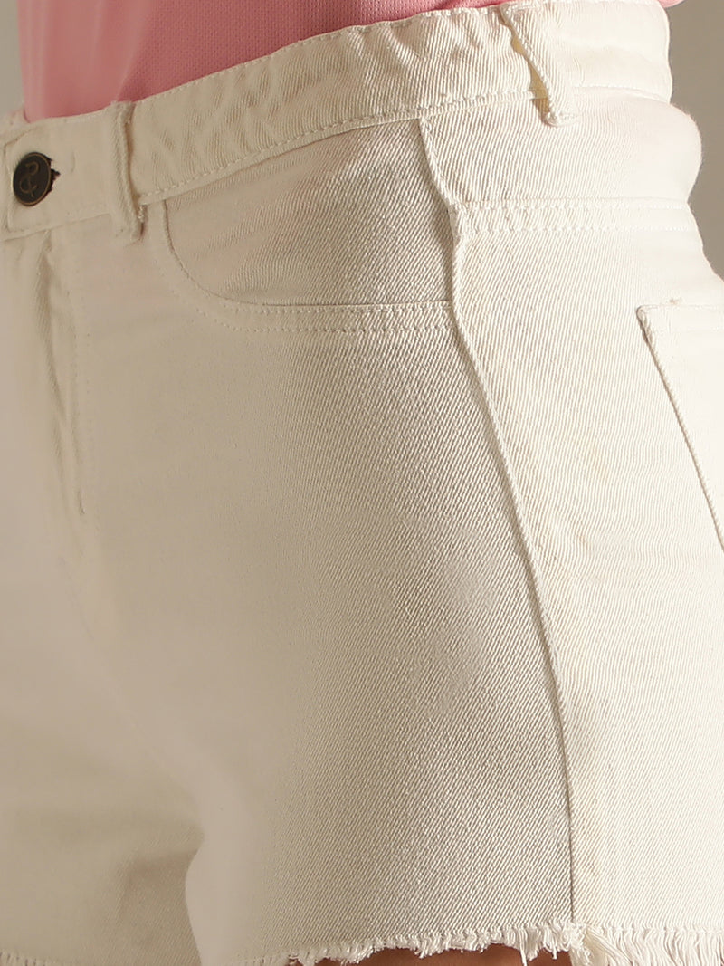 Women White Denim Shorts