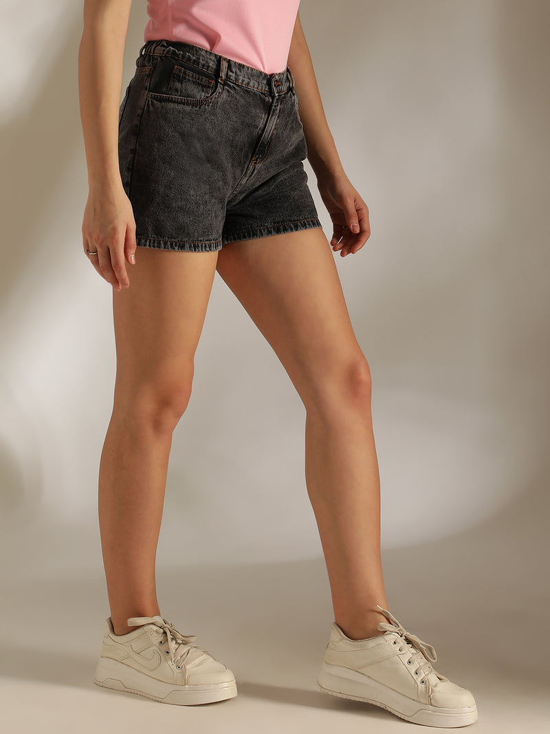 Women Black Denim Shorts