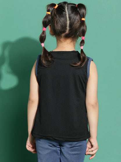 Girls Black & Blue Sleevless T-Shirt