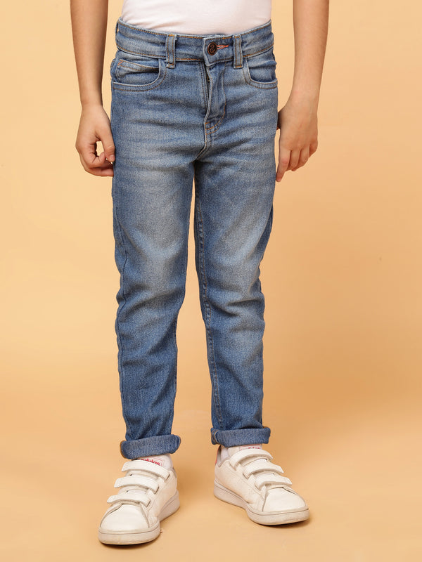 BOYS LIGHT BLUE WHISKERED DENIM JEANS