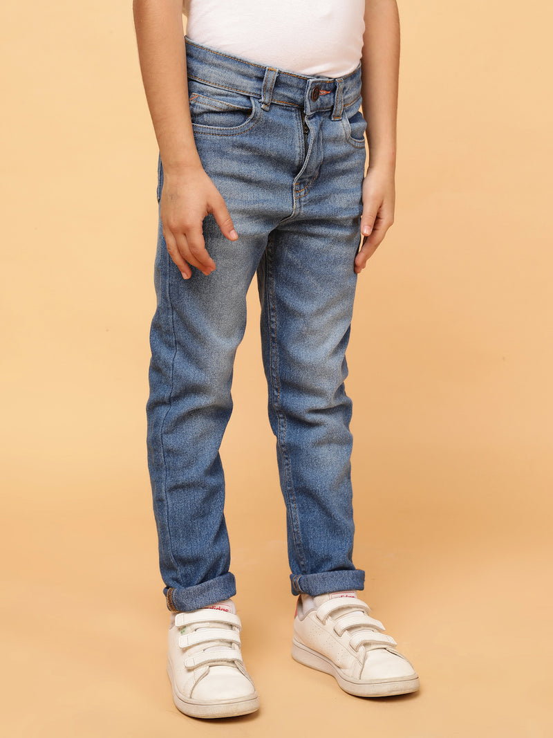 BOYS LIGHT BLUE WHISKERED DENIM JEANS