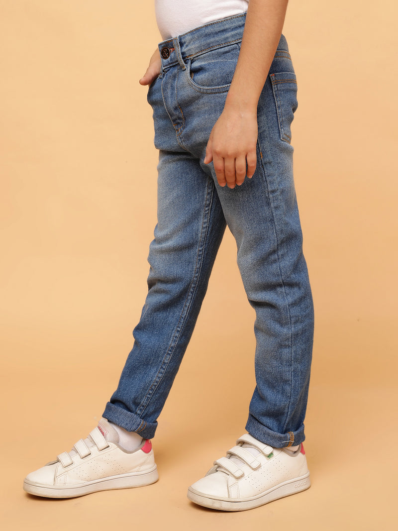 BOYS LIGHT BLUE WHISKERED DENIM JEANS