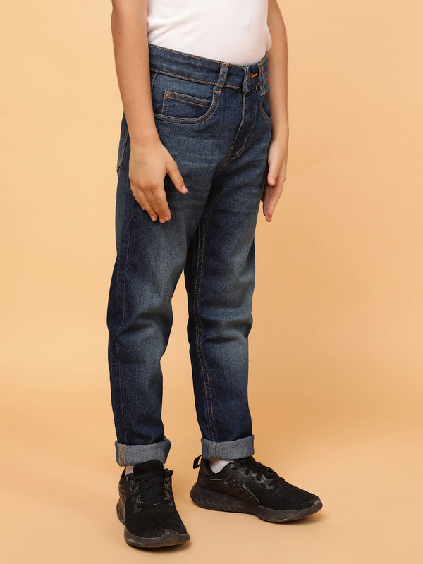 Boys Khakhi Tint Stretchable Denim Jeans