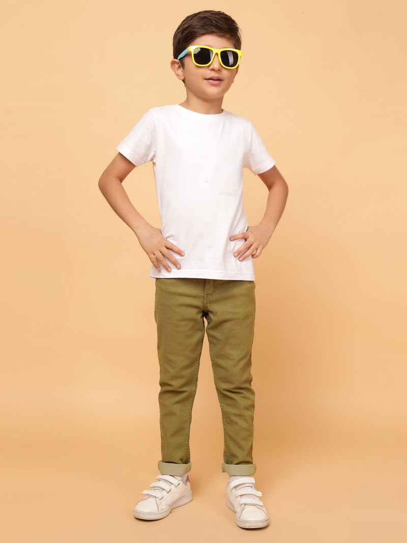 Boys Olive Cotton Trouser