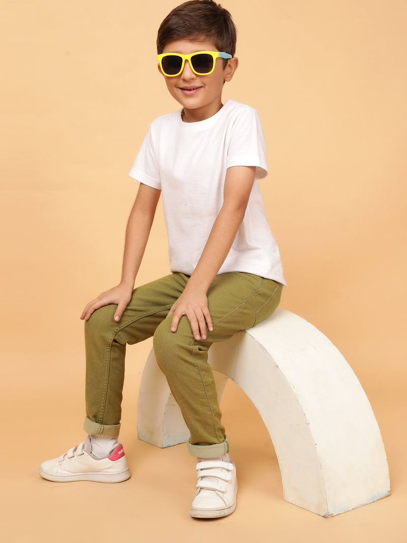 Boys Olive Cotton Trouser