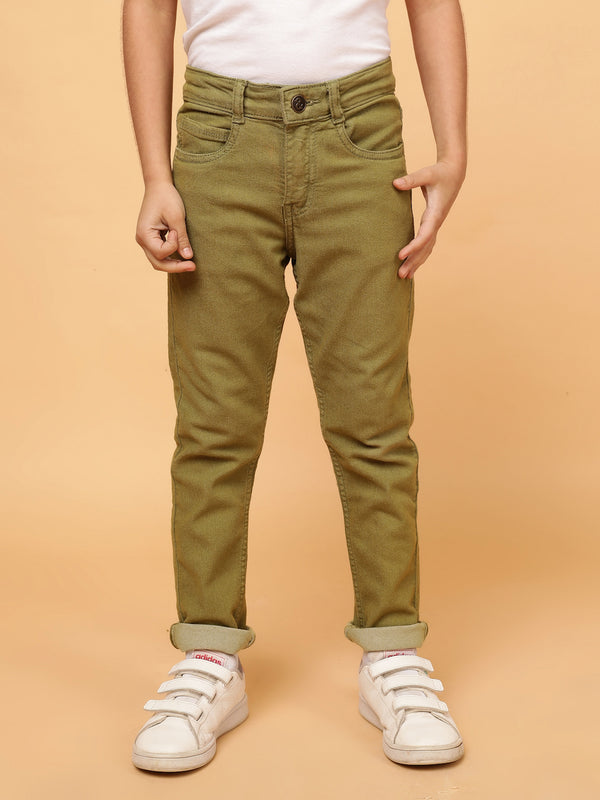 Boys Olive Cotton Trouser