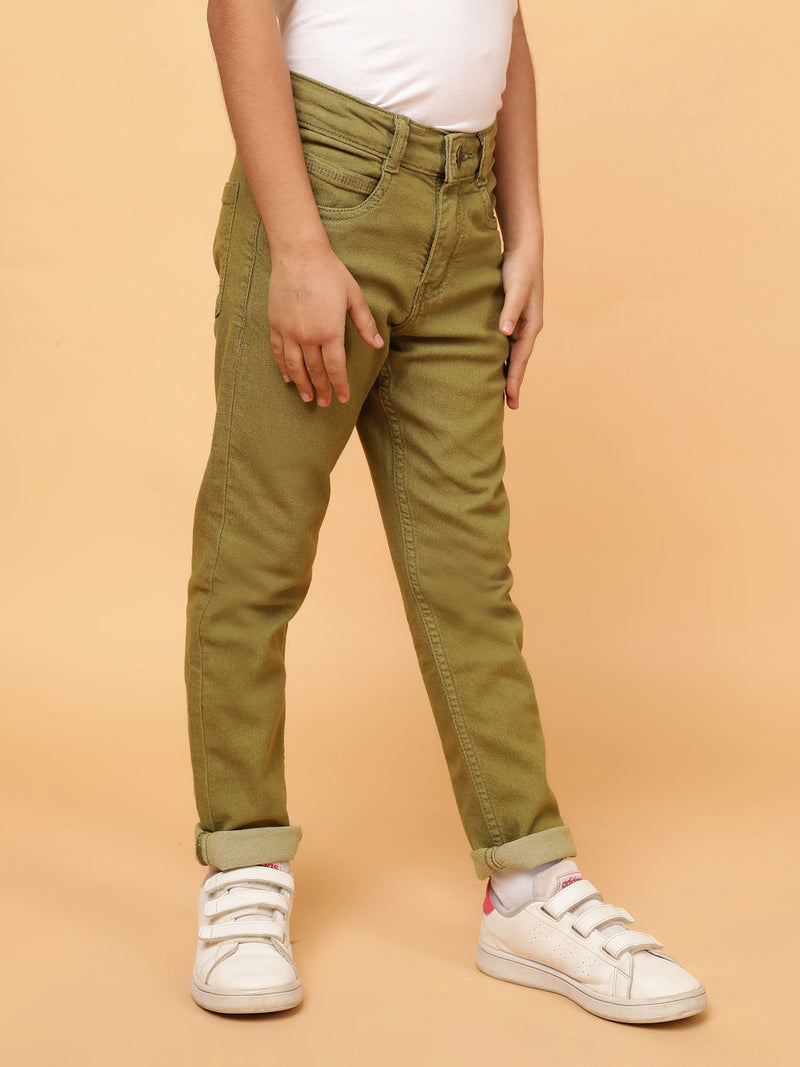 Boys Olive Cotton Trouser