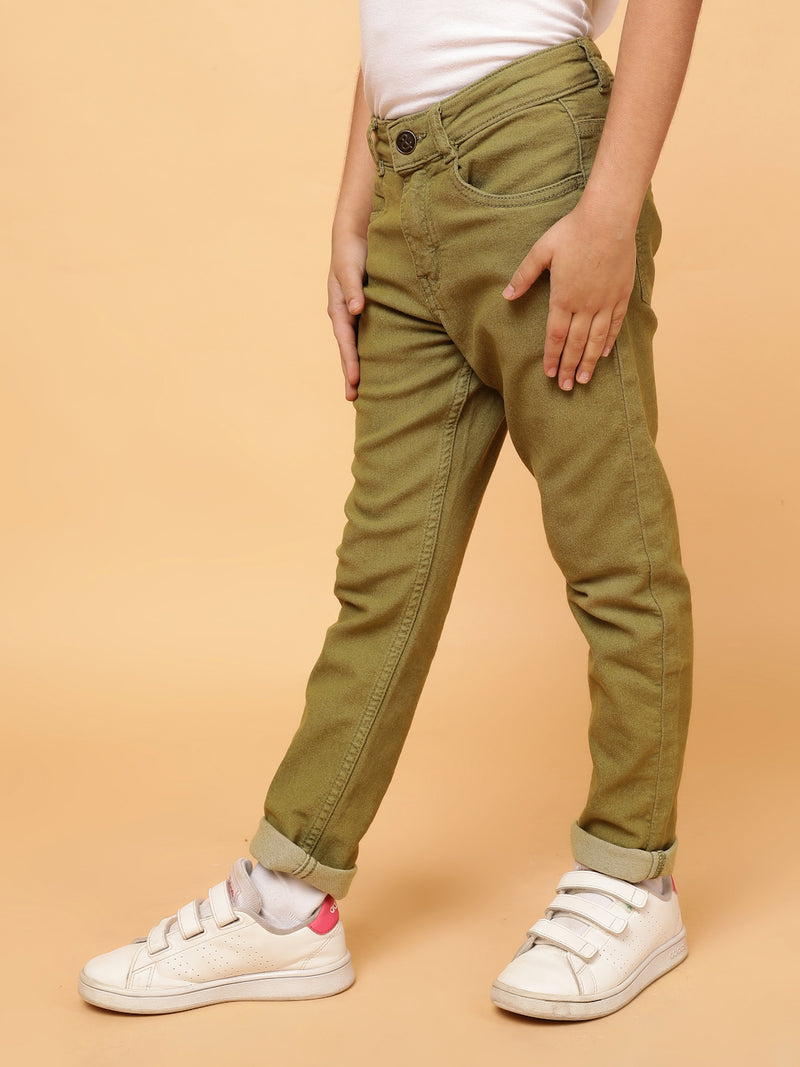 Boys Olive Cotton Trouser