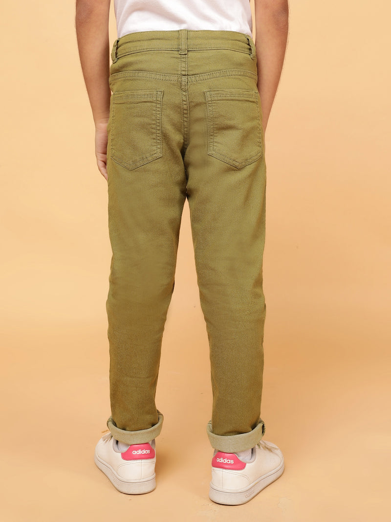 Boys Olive Cotton Trouser