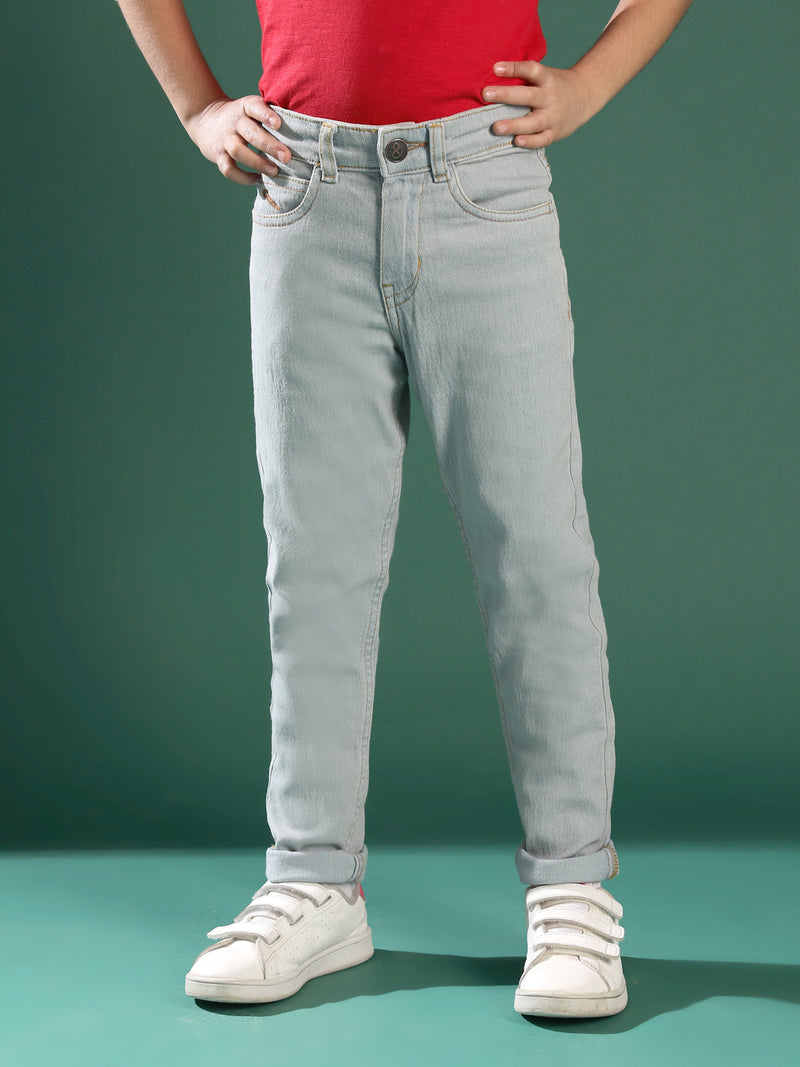 Boys Light Blue Slim Fit Basic Casual Denim Jeans