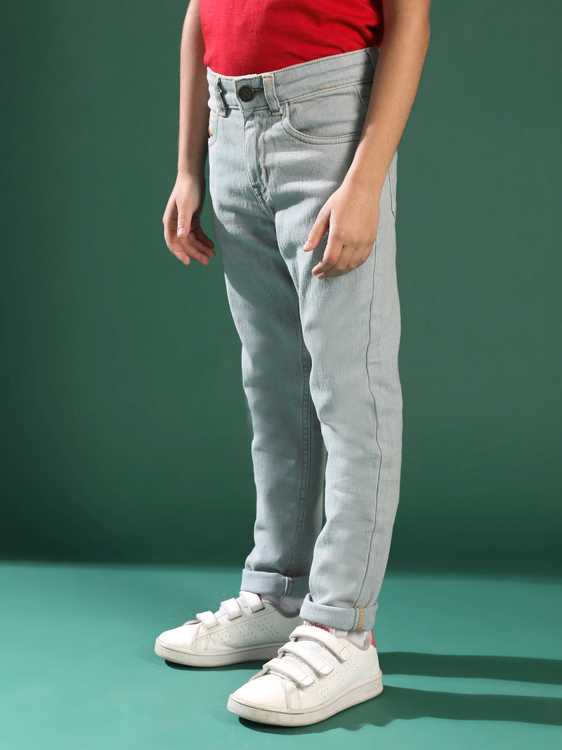 Boys Light Blue Slim Fit Basic Casual Denim Jeans