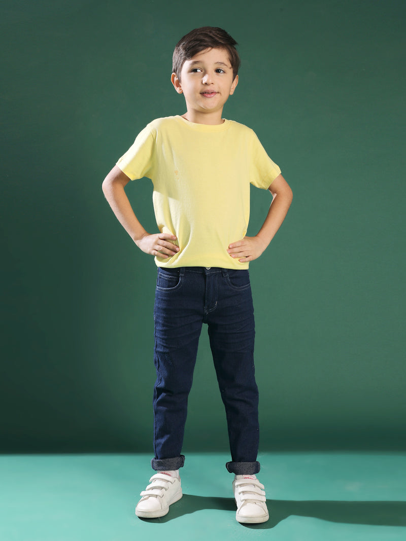 Boys Dark Blue Whiskered Denim Jeans