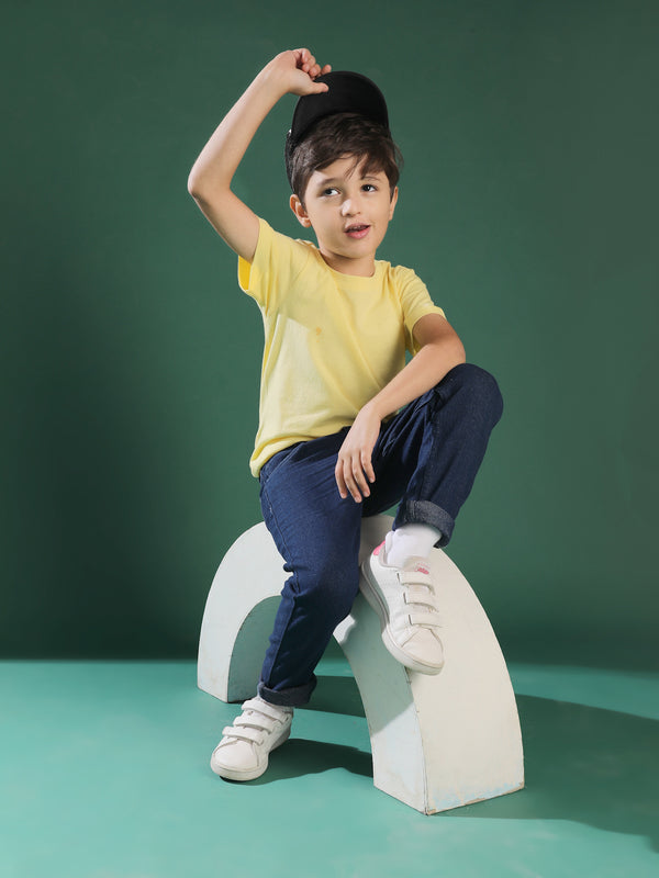 Boys Dark Blue Whiskered Denim Jeans