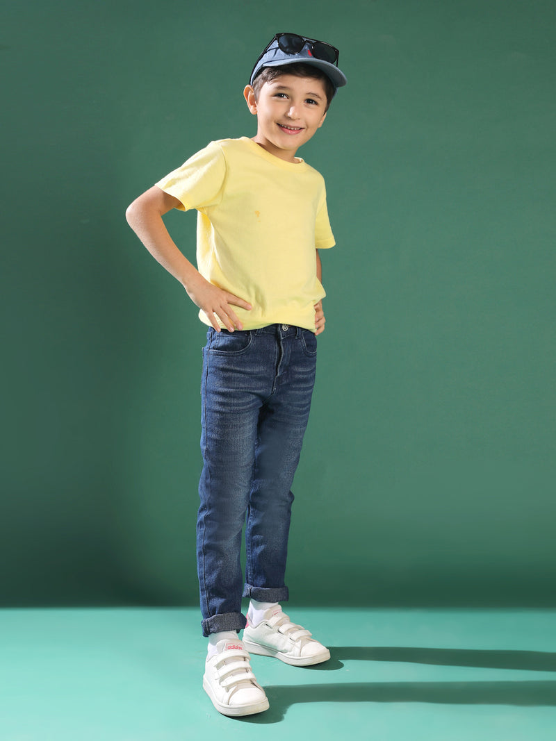 Boys Basic Dark Blue Casual Jeans