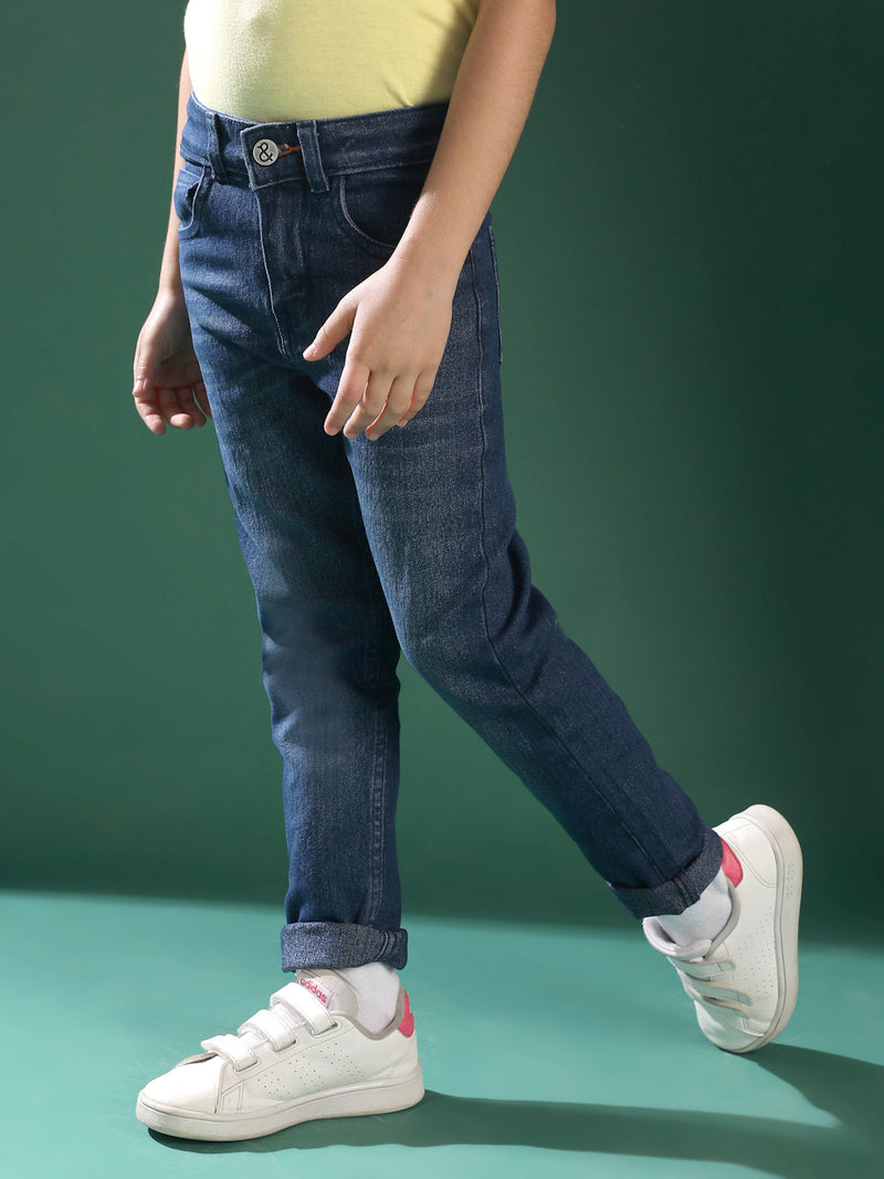 Boys Basic Dark Blue Casual Jeans