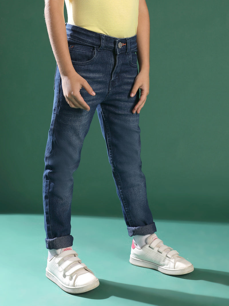 Boys Basic Dark Blue Casual Jeans