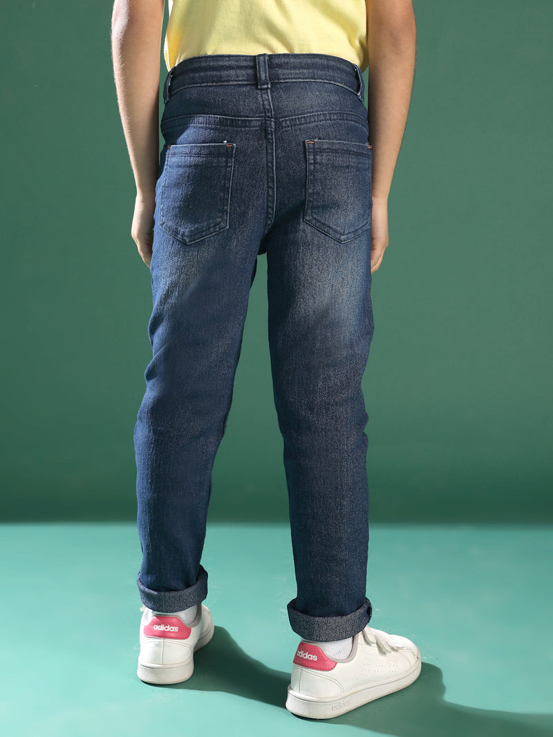 Boys Basic Dark Blue Casual Jeans