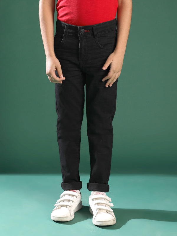 Boys Slim Fit Black Casual Denim Jeans